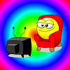 Смайлик смотрит телевизор цветной