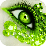  <b>Красивый</b> зелёный глаз с алмазами 