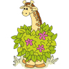 Жираф с большим букетом цветов