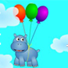 Бегемот в облаках на воздушных шарах
