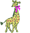 Жираф с розовой ленточкой