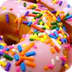  <b>Пончик</b> с розовой глазурью и разноцветной присыпкой 