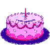  Розовый торт с одной <b>свечой</b> 
