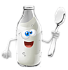 Бутылка молока с ложкой