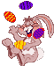 Зайчик жонглирует яйцами