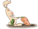 Зайка <b>вытаскивает</b> морковку 