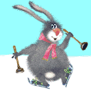 Заяц катается на лыжах