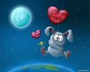 Заяц с сердечком на фоне луны