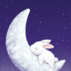 Кролик спит на луне в ночном небе