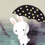 Зайчик с зонтиком под дождем