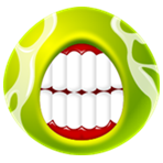  Зеленый <b>смайл</b> показывает зубки 