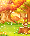 В осеннем лесу на пеньке сидит белочка и грызёт орешки