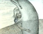  Девочка обнимает <b>дельфина</b> 