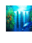 Дельфин на фоне водопада