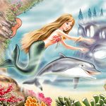 Русалка с дельфином