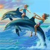 Дельфины везут детей