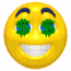 Счастливое лицо с глазами в виде долларов