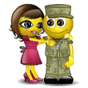 Девушка целует военного