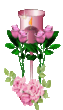Розовая свеча с розовыми цветами