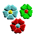 Три вращающихся цветка