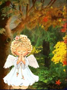 Ангел молится за нас среди осеннего листопада!