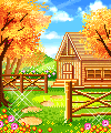 Деревеннский домик в осеннем лесу
