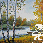 Осенний лес с берёзками и река (russian autumn)