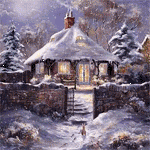 Зима, красивый зимний домик, снег