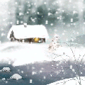  <b>Зимний</b> пейзаж (одинокая избушка в заснеженном лесу) 