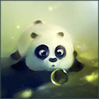  Панда <b>наблюдает</b> за пузыриком 