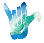 Ладонь руки с изображением морской волны