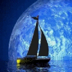 Парусная лодка освещанна светом луны