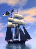 Корабль с чайкой