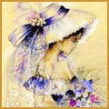 Девушка в шляпе с букетом цветов