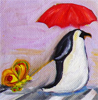 Пингвин под красным зонтиком