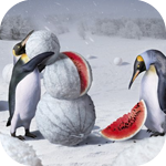 Пингвины делают снеговика из арбузов