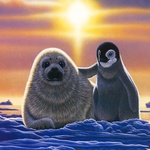 Детеныши тюленя и пингвина