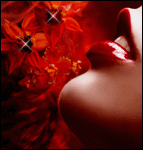 Красные губы и цветы