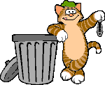  Кот у мусорного контейнера соблазняет <b>кошку</b> остатками рыбки 