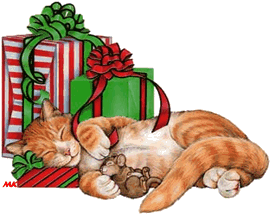  Кот и <b>мышки</b> спят у подарков 