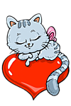 Котеночек с розовым бантиком на сердечке