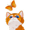 Рыжий котенок и рыжая бабочка