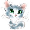 Голубой котенок с зелеными глазами