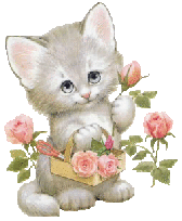 Котенок с розами