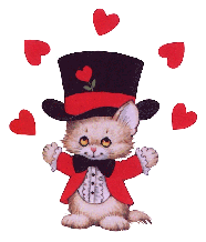 Котенок жонглирует сердечками