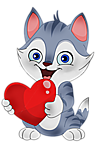 Серый котенок с сердечком