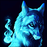  Волк <b>освещенный</b> голубым огоньком 