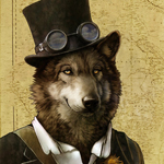  Волк в шляпе в стиле <b>стимпанк</b> 