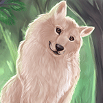 Белый волк в лесу, художник tigresadaina