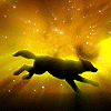 Позади бежащего волка раскрылся космос, by rigbarddan